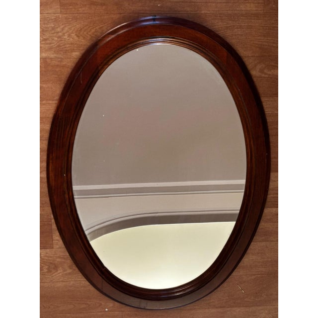 Vintage Oval Mirror in Stained Wood, 1970s For Sale - Image 15 of 17