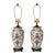 1970s Ornate Floral Ceramic Urn Table Lamps With Carved Wood Bases - a Pair For Sale