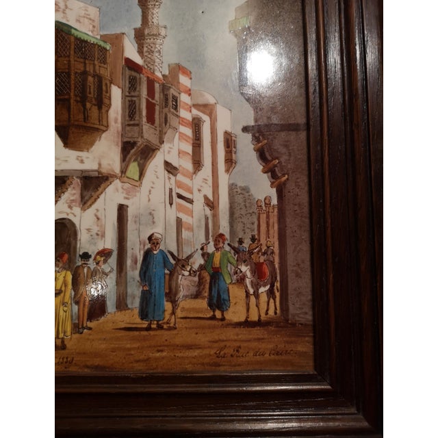 Unknown, Cairo Street Scene, 1800s, Oil and Ceramic For Sale - Image 3 of 11