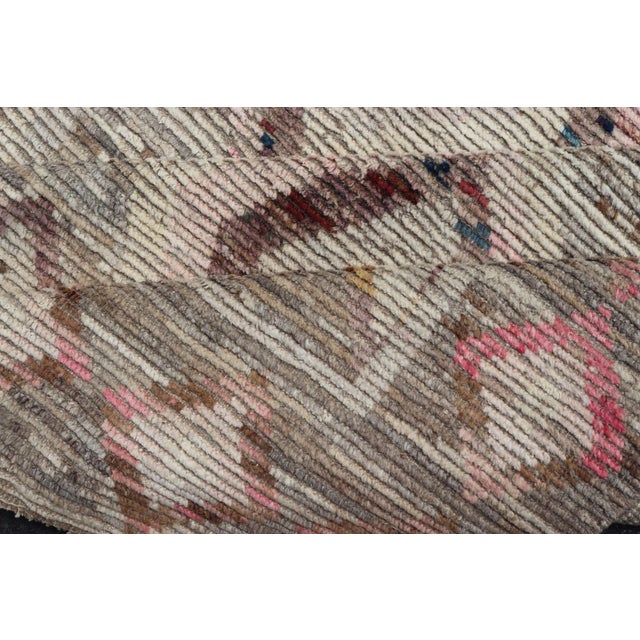 Moroccan Style Modern Hand Knotted Rug in Tribal Design in Brown's Pink Gray For Sale - Image 11 of 12