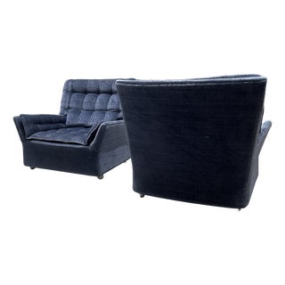 Vintage Space Age Blue Lounge Chairs On Wheels, 1970s, Set of 2 For Sale