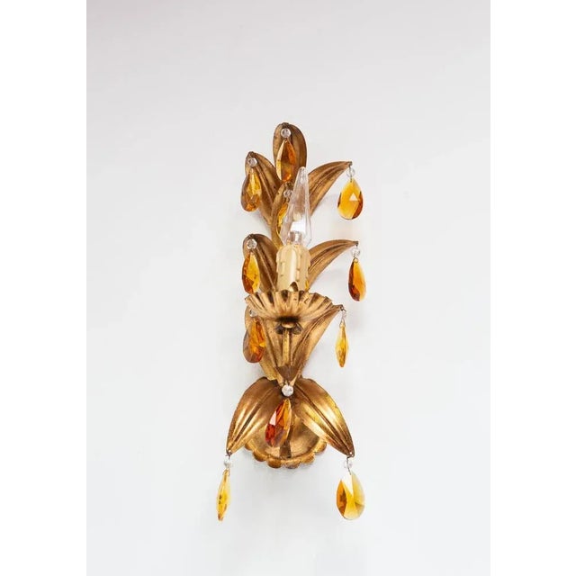 Vintage Italian Gold Metal Wall Light, 1970s For Sale - Image 6 of 7