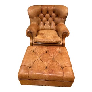 Ralph Lauren Writer's Chair and Ottoman For Sale
