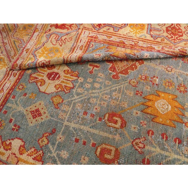 Textile Galerie Shabab Collection Early 20th Century Turkish Oushak Room Size Carpet For Sale - Image 7 of 7