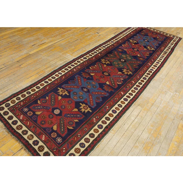 Antique Caucasian - Talish rug, size: 3' 0'' x 9' 5''. Antique Kazak Caucasian Blue 1900s Rug, Circa Date: 1900s. This...