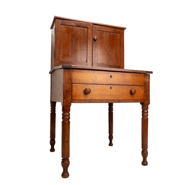 Antique Two Piece Slant Front Secretary Desk With Fitted Interior For Sale - Image 9 of 18