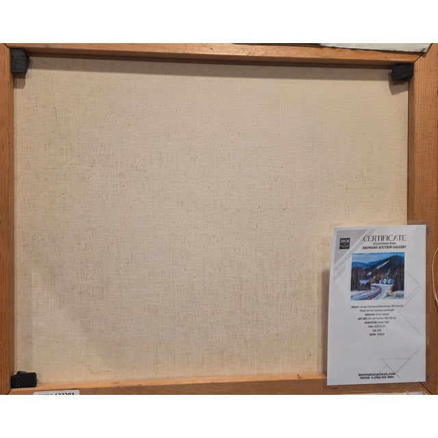 Farmhouse Mid 20th Century George Holloway Signed Oil Painting “Winter Country Landscape” 20 X 24 In For Sale - Image 3 of 4