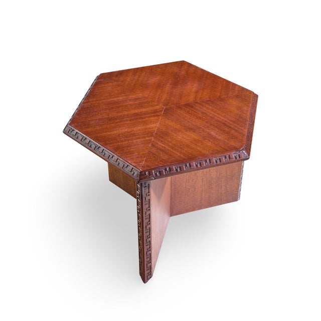 Brown Frank Lloyd Wright for Henredon Mid Century Mahogany Taliesin Side End Table For Sale - Image 8 of 9
