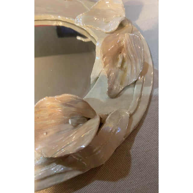 Modern Vintage Calla Lily Ceramic Mirror For Sale - Image 3 of 12