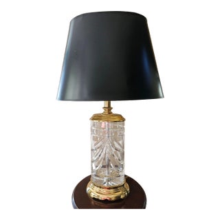 Waterford Overture Table Lamp in Cut Crystal and Brass For Sale