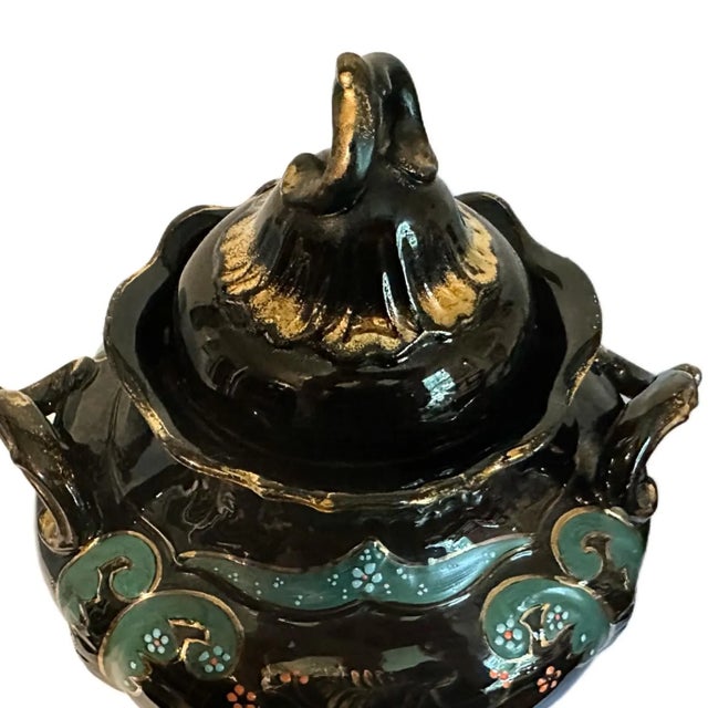 Antique 1880s Victorian Jackfield Pottery Gilt Samovar - English Tea Urn - England For Sale - Image 4 of 8