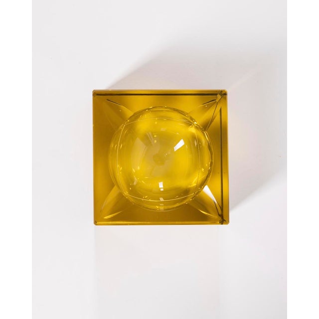 Glass Vintage German Yellow Crystal Ashtray, 1960s For Sale - Image 7 of 9