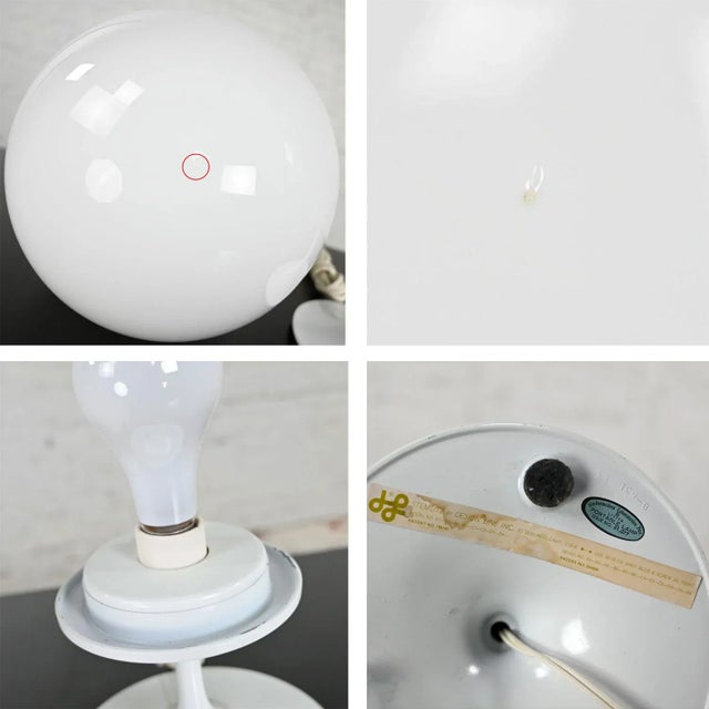 1960s Mid Century Modern Table Lamp Stemlite by Bill Curry for Design Line With Opaque White Glass Ball Shade For Sale - Image 9 of 13