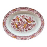 Vintage English Ridgeway Ironstone Staffordshire Red & Yellow Canterbury Oval Platter For Sale