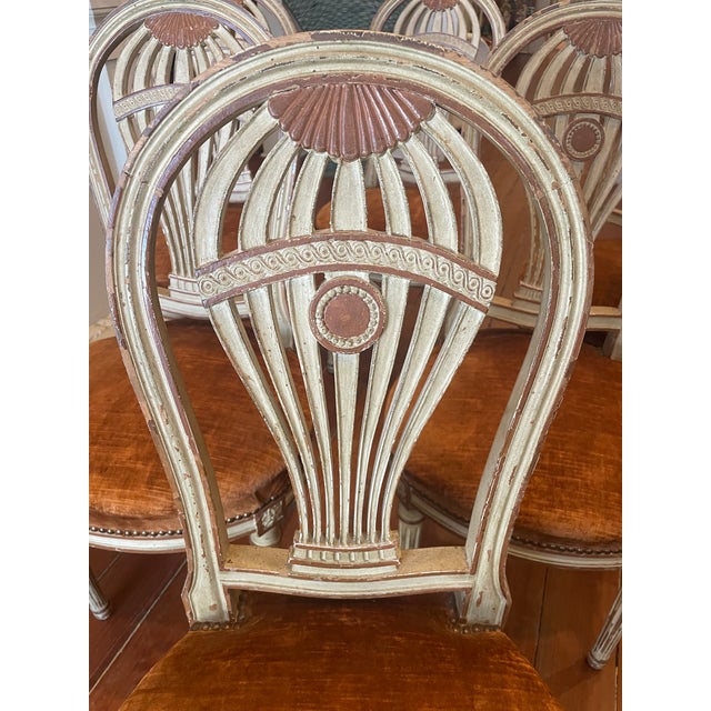 Cream Early 20th Century Set of Six French Balloon Back Dining Chairs For Sale - Image 8 of 9