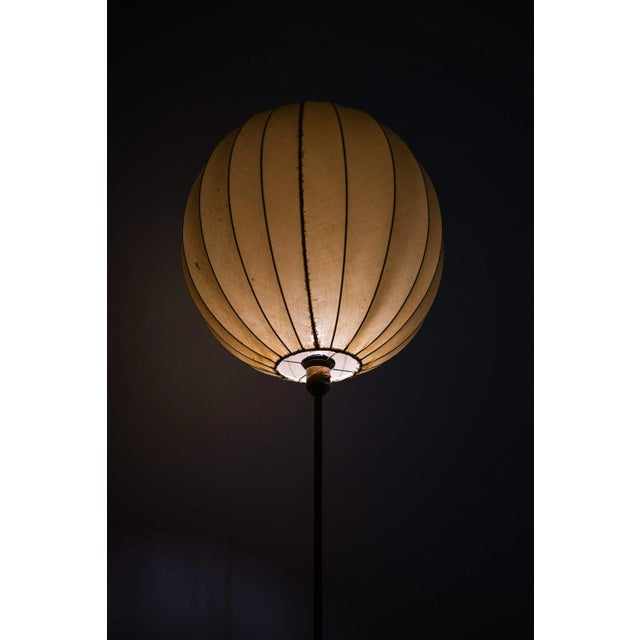 Floor Lamp in Brass with Fabric Shade, 1950s For Sale - Image 8 of 9