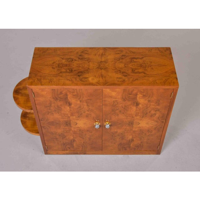 Chestnut French Art Deco Burl Walnut Cabinet With Shelf Display For Sale - Image 8 of 13