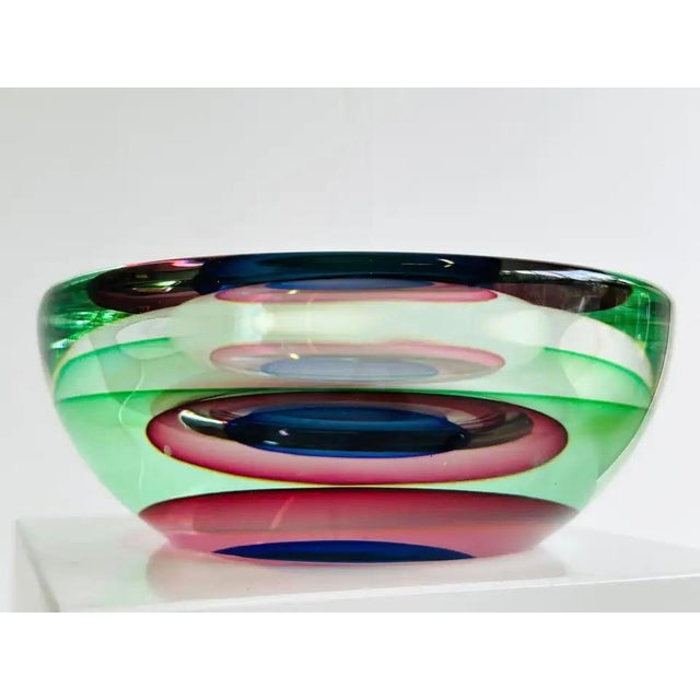 Mid-Century Italian Sommerso Murano Glass Bowl by Luigi Onesto, 1960 For Sale - Image 11 of 12