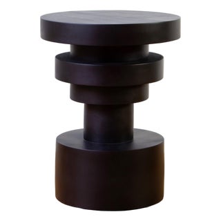 Sass Short Side Table, Black, Wood End Table, Sample, Modern, Minimal, Accent Table, Pedestal For Sale