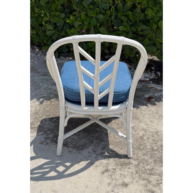 McGuire Vintage McGuire Painted Rattan Chippendale Chair For Sale - Image 4 of 12