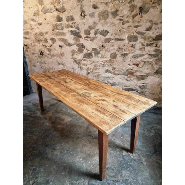 Antique French Country Dining Table with Oak Base & Pine Top, 1900s For Sale - Image 6 of 17