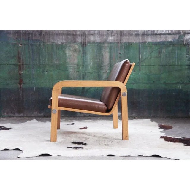 Brown Mid Century Thonet Oak Bentwood & Chrome Armchair For Sale - Image 8 of 11