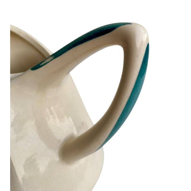 Cream Vintage, Hand Painted Fruit Pitcher – Farmhouse Pottery – Mid-Century Creamer For Sale - Image 8 of 9