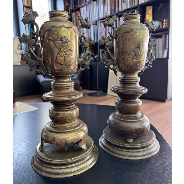 Meiji Shibuichi Vases, Set of 2 For Sale - Image 11 of 18