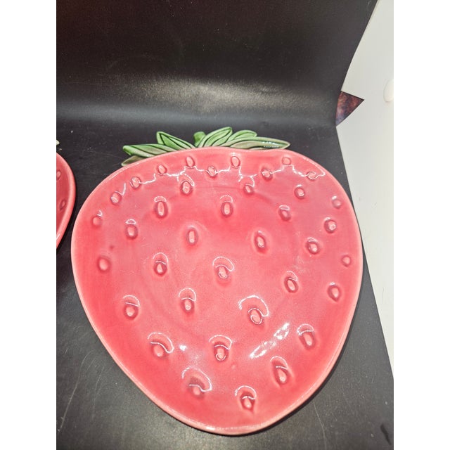 Vintage Cemar Pottery 773 Strawberry Shape Dish Plates 8.75” set of 2