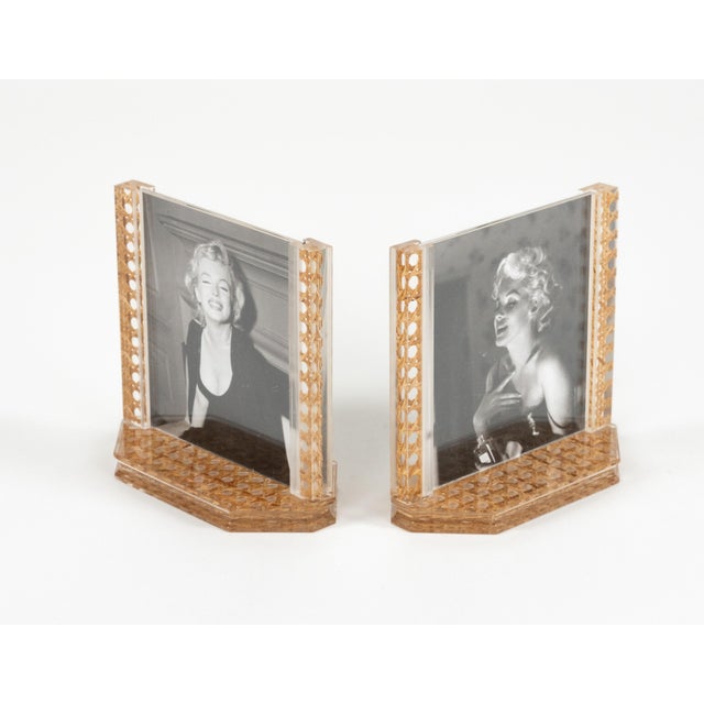 Mid-Century Modern Acrylic and Rattan Picture Frames from Christian Dior, 1970s, Set of 2 For Sale - Image 12 of 14