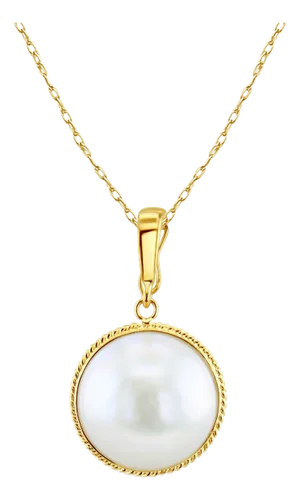 Mabe Pearl Necklace with Thin Rope Bezel 16"