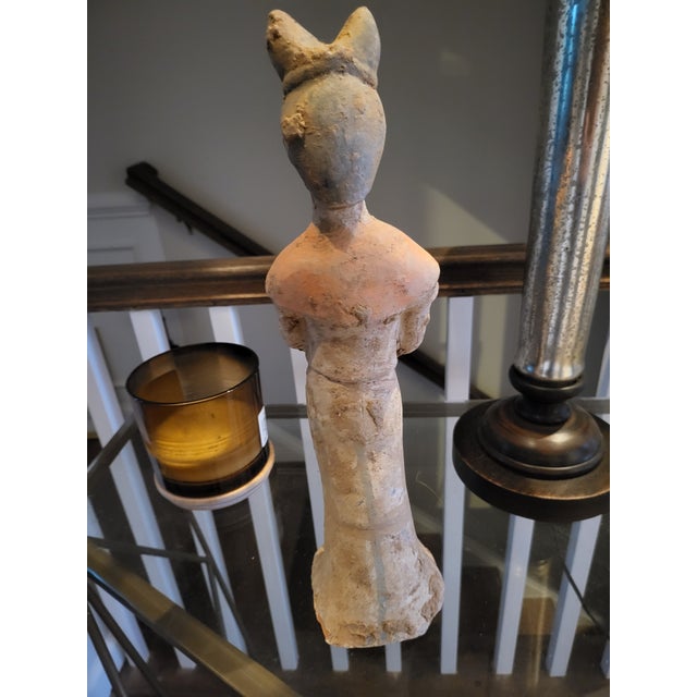 15th Century & Earlier Vintage Tang-Style Terracotta Court Lady Figurine For Sale - Image 5 of 7