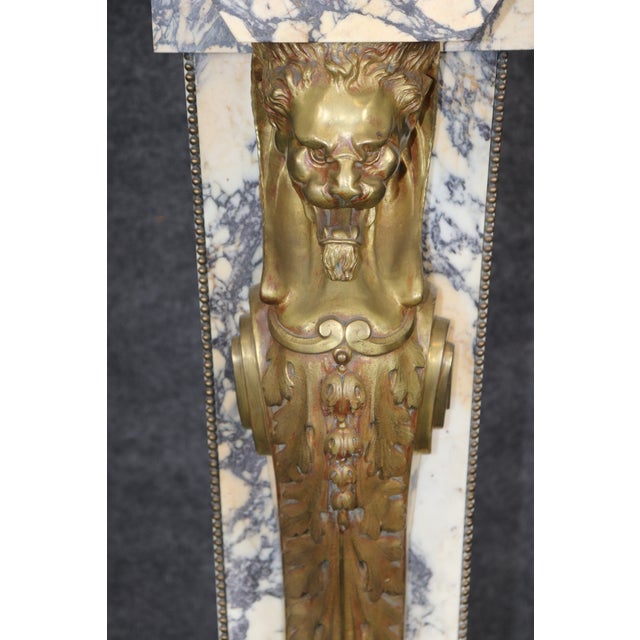 Stone 19th C French Regency Style Breche Violet Marble and Bronze Pedestal For Sale - Image 7 of 17