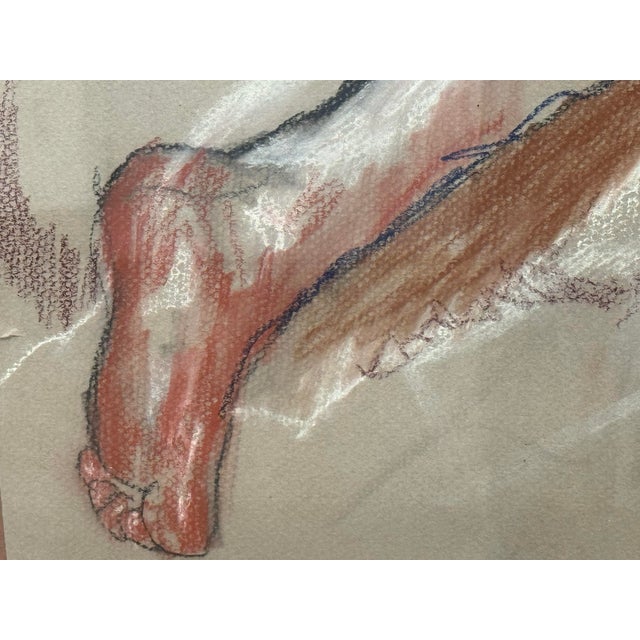 Drawing/Sketching Materials Circa 1976 J. Mayons Custom Framed Pastel Panting of Male Nude For Sale - Image 7 of 12