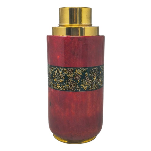 Red Cocktail Shaker in Parchment, Italy, 1960s For Sale
