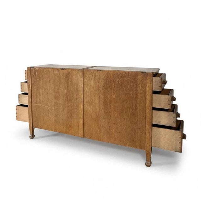 Oak Partner Desk with Twin Sided Drawers and Filing Cabinet, 1930s For Sale - Image 10 of 10