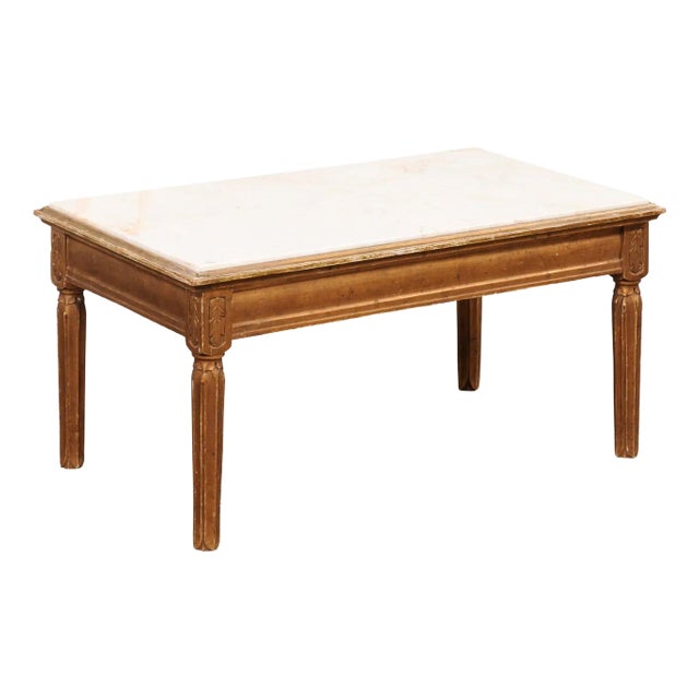 Antique Swedish Marble Top Coffee Table For Sale