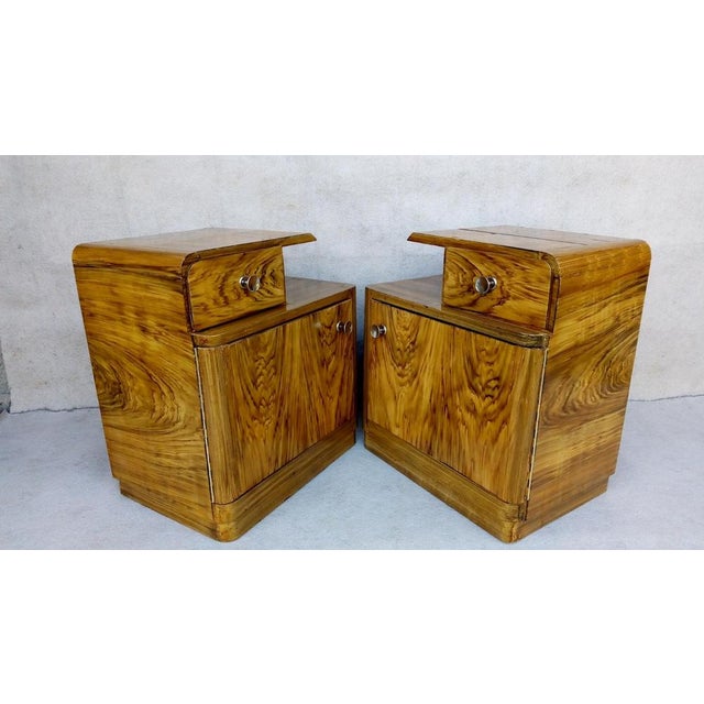 Art Deco Bedside Tables by Jindrich Halabala for Up Závody, 1940s, Set of 2 For Sale - Image 14 of 18