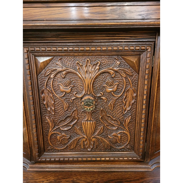 1930s Jacobean Style Tall Hutch Sideboard Chairish