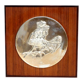 Vintage Silver Rooster Decorative Plate by Luciano Minguzzi for Franklin Mint, 1970s For Sale