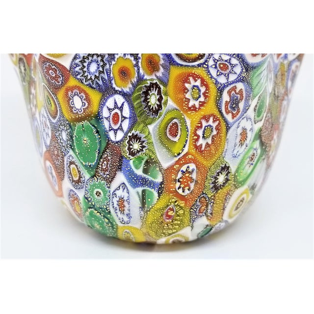 Vintage Murano Glass Hankerchief Vase - Millifiori and Gold by Campanella- Signed - Italy Italian Palm Beach Boho Chic Mid Century Modern For Sale In Miami - Image 6 of 13