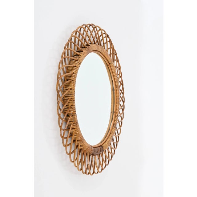 Vintage Italian Mirror in Rattan and Wicker, 1960s For Sale - Image 9 of 13