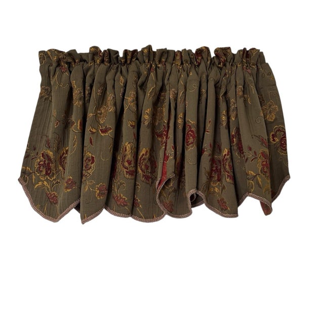 Green Vintage Green Floral Valances 18x55 Each One Pair For Sale - Image 8 of 11