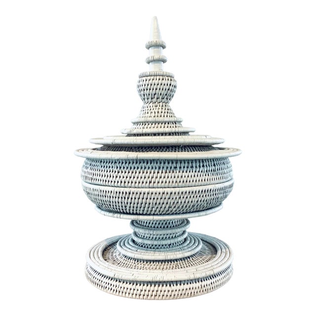 Made Goods Modern White Rattan Robin Object For Sale