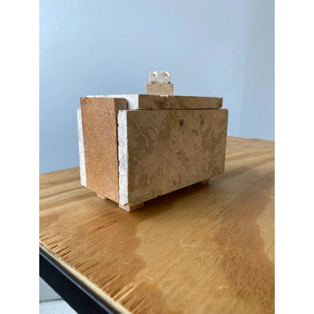 Vintage Two-Tone Travertine Lidded Box, Circa 1970s For Sale In New York - Image 6 of 10