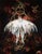 Sol by Kierstin Young | Oil on masonite panel of a white moth with golden circles in the background For Sale