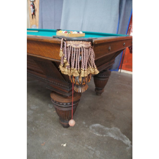 Antique 1890s Brunswick Balke Collender Jacobean Oak Union League Pool Table For Sale - Image 18 of 18
