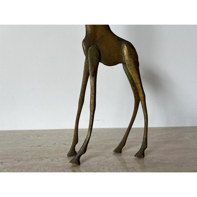 70"s Vintage Art Handmade Solid Brass Giraffe Sculpture/ Sold For Sale - Image 10 of 13
