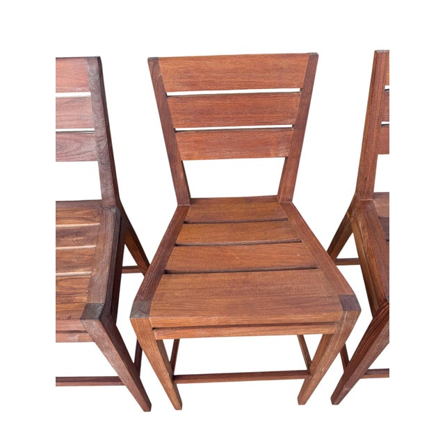 Brown Jordan Vintage Brown Jordan Solid Teak Slat-Back Outdoor Barstools - Set of 4 For Sale - Image 4 of 11