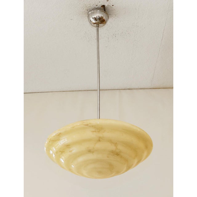 Art Deco Lamp Art Deco pendant lamp, made in the 1920s/30s. Nickel-plated brass base and nickel-plated brass tube....